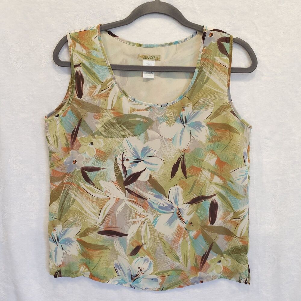 Islander Women's Size Medium Floral Tropical Island Print Tank Top Fully Lined